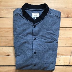 FRANKS AND OAK : Flannel Bomber Shirt in Grey